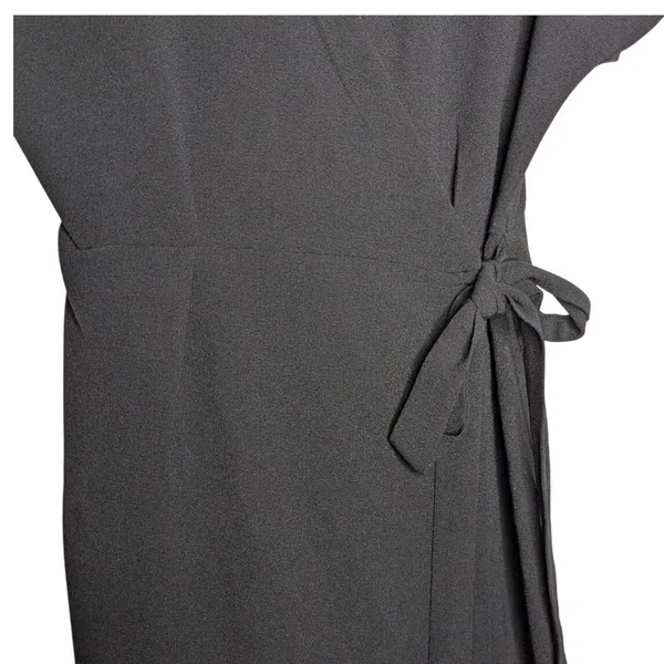 Bobeau Black Wrap Dress Short Sleeve V-Neck Side Tie‎ Small Office Chic Classic - Image 15