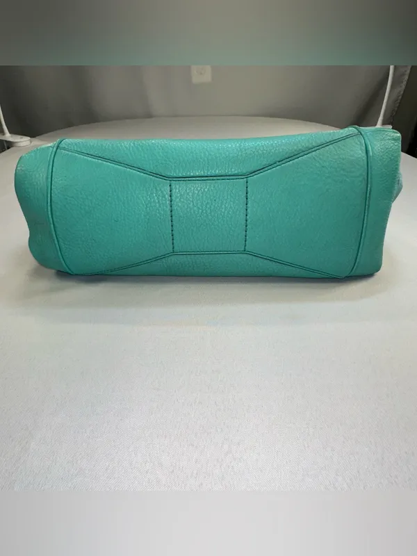 KATE SPADE Turquoise Satchel Purse Handbag Striped Interior Roomy - Image 3