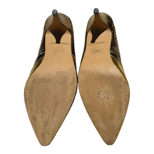 Frederico Leone Gold Megan 100% Snakeskin Metallic Vintage Rare Size 8 Patchwork - Image 5