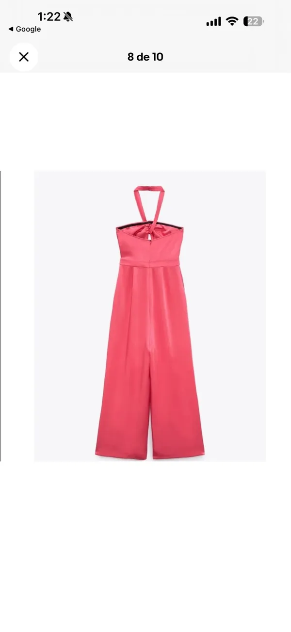Zara Satin Halter Wide-Leg Jumpsuit in Hot Pink - Image 6