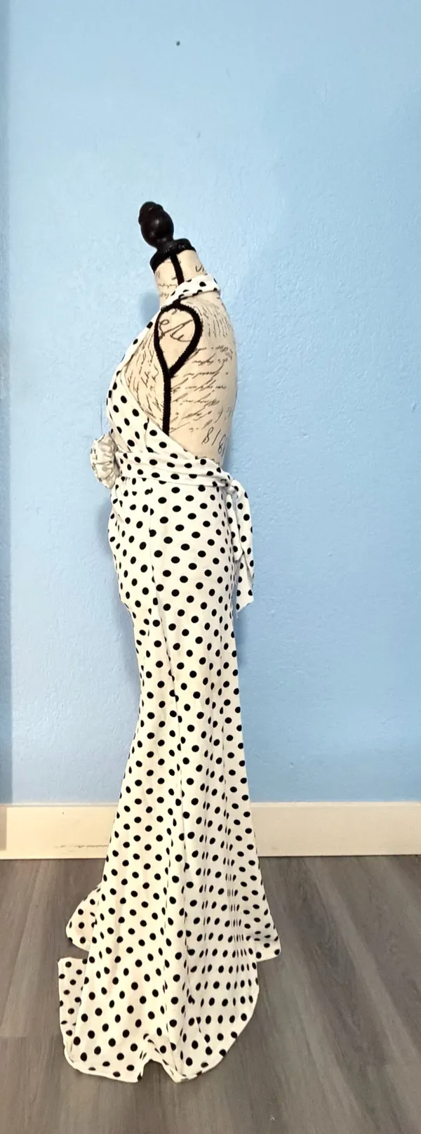 SHEIN Polka Dot Halter Maxi Dress with Rosette Accent - Size M (US 6) - Image 11