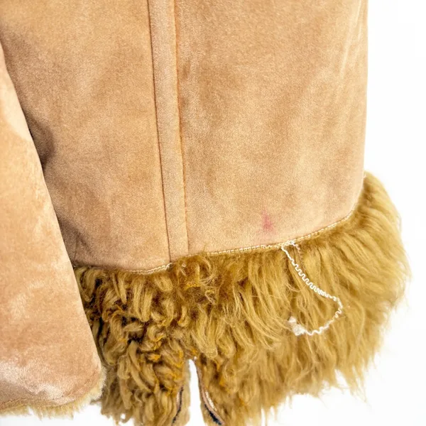 First Line Womens Y2K Tan Faux Suede Embroidered Penny Lane Faux Fur Jacket M‎ - Image 9