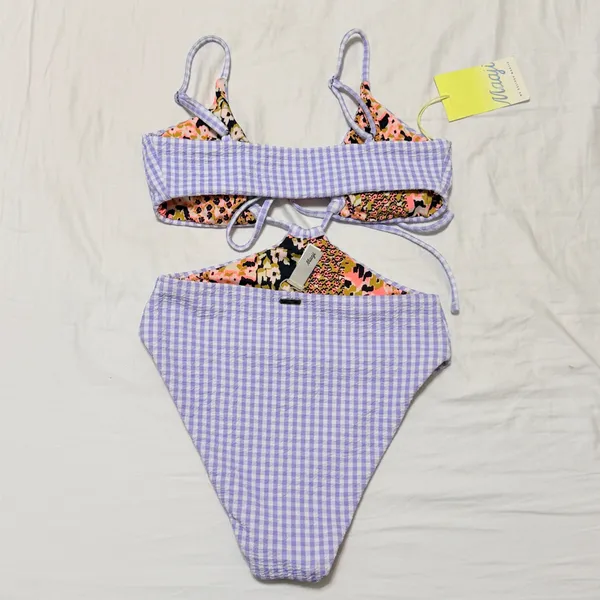 Maaji Lavender Gingham Reversible Trikini One-Piece Swimsuit size Small- NWT - Image 10