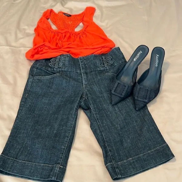 Daisy Fuentes size large beautiful orange lace accent tank top EUC - Image 9