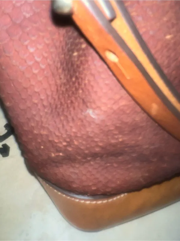 Dooney & Bourke Bag Python Embossed Leather Drawstring Saddle Brown Retail $348 - Image 7