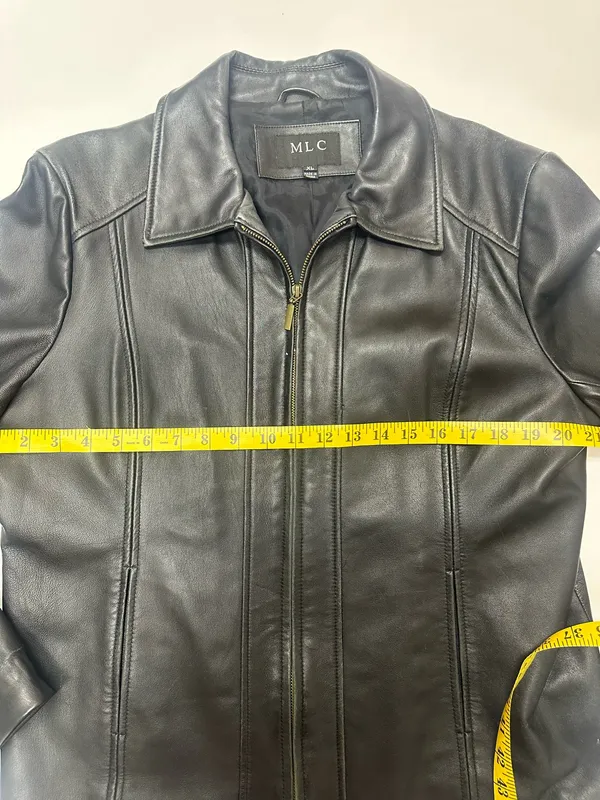 MLC Black Leather Zipper Jacket with Pockets and Acetate Lining | Size XL - Image 13
