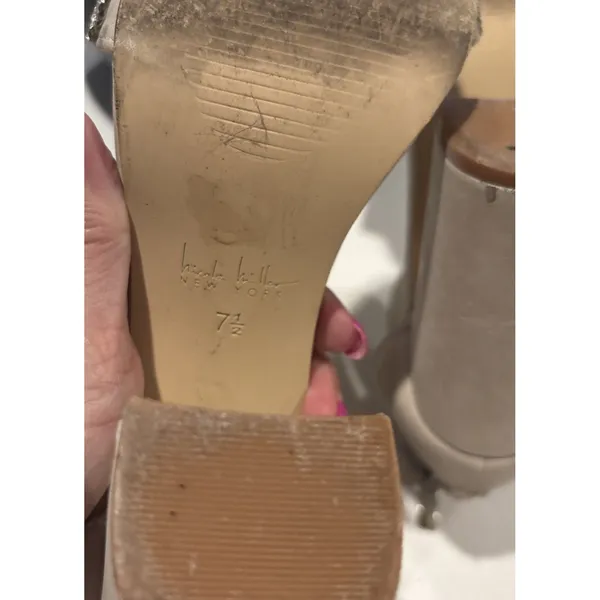 Nicole Miller New York Beige Block Heel Sandals Size 7.5 Ankle Strap Open Toe... - Image 7