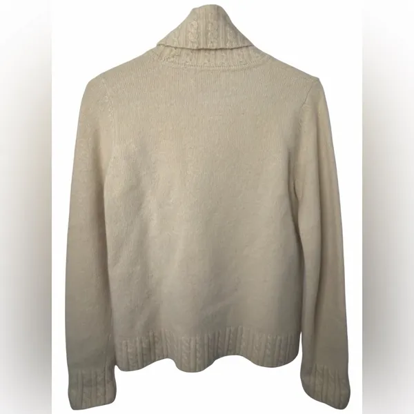 Ralph Lauren Ivory Cowl Neck Wool Cashmere Blend Cable Knit Sweater - Image 2