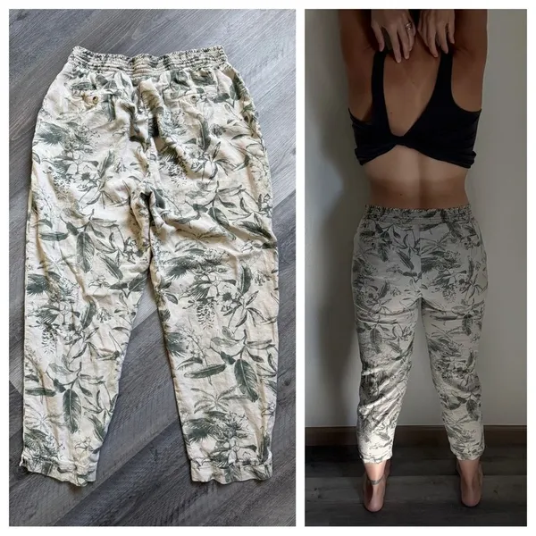 Lucky Brand Joggers Floral Tropical Pull On Small Khaki Green - Image 5