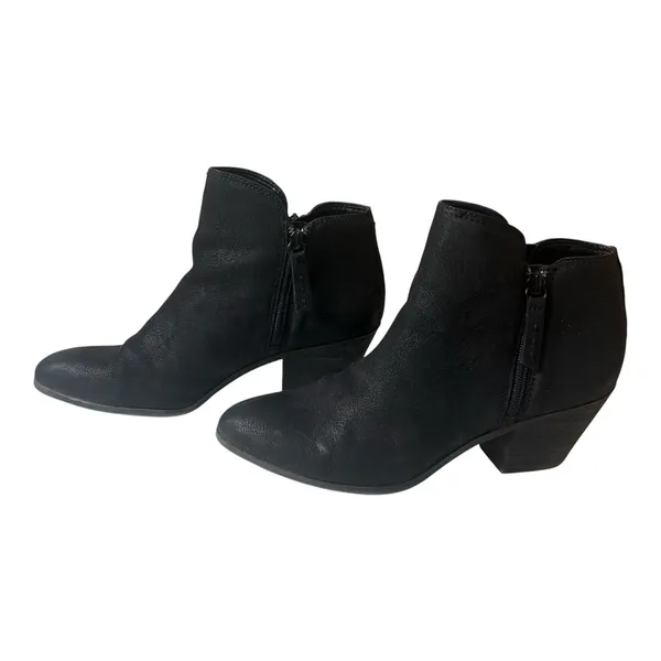 Frye Judith Black Leather Double-Zip Ankle Boots Size 8M Stacked Heel Booties - Image 4