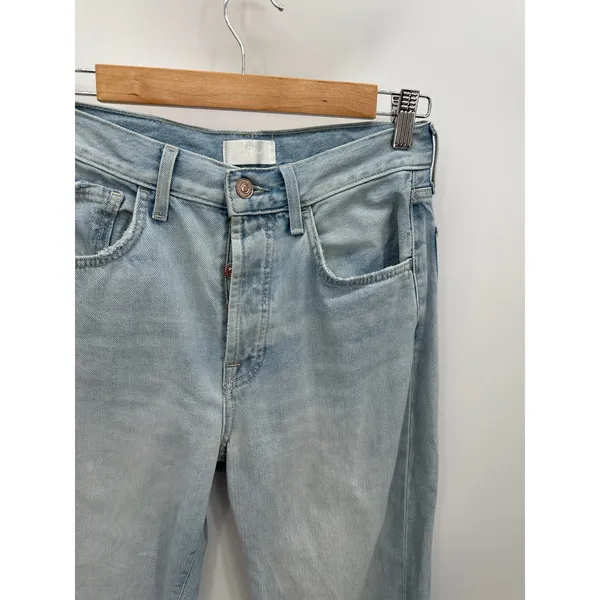 7 For All‎ Mankind Easy Straight Button Fly Light Wash Blue Jeans Womens Size 25 - Image 5