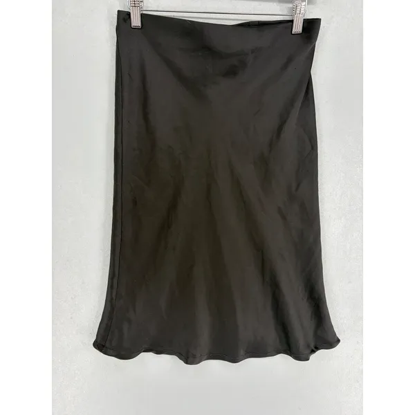 Rachel Zoe Womens Midi Skirt Black Satin Slip Minimalist S - Image 3