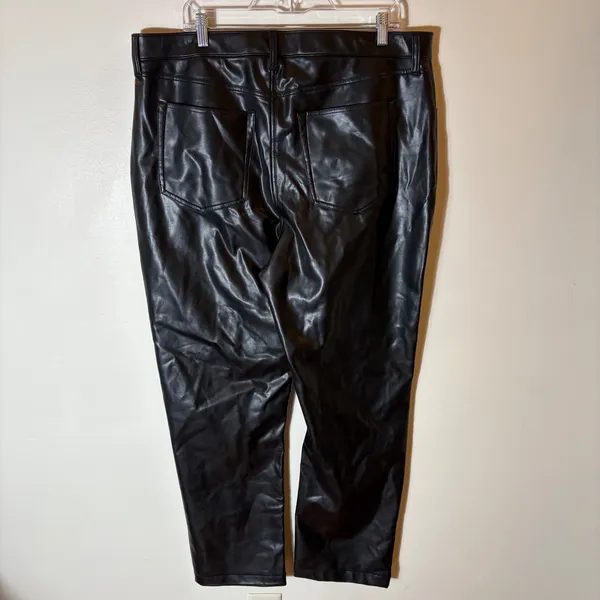 Abercrombie & Fitch‎ Women's Black Vegan Leather 90s Straight Pant Size 18 - Image 5