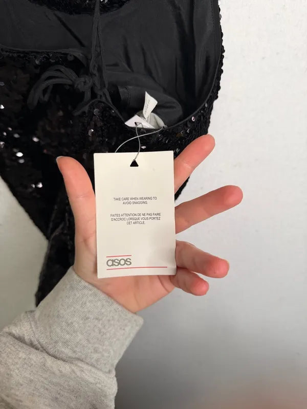 NWT ASOS Cross Back Black Sequin Strappy Cami | US 4 - Image 5