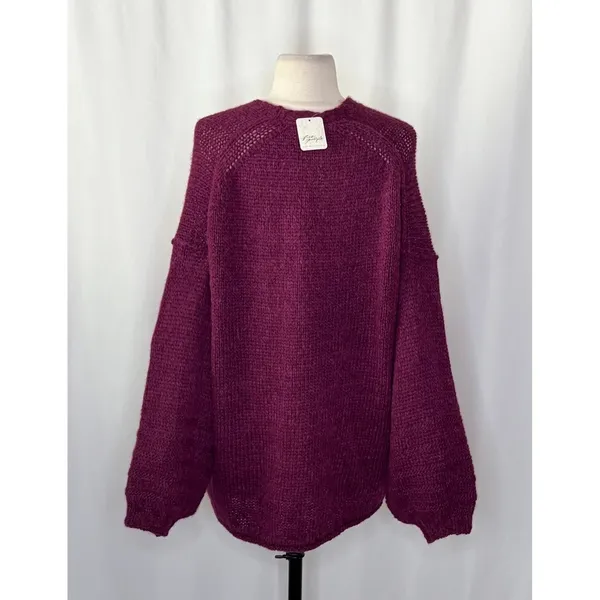 NWT!! FREE PEOPLE Marina SoftSpun Cardi Cardigan Sweater Purple Wine Alpaca S - Image 9