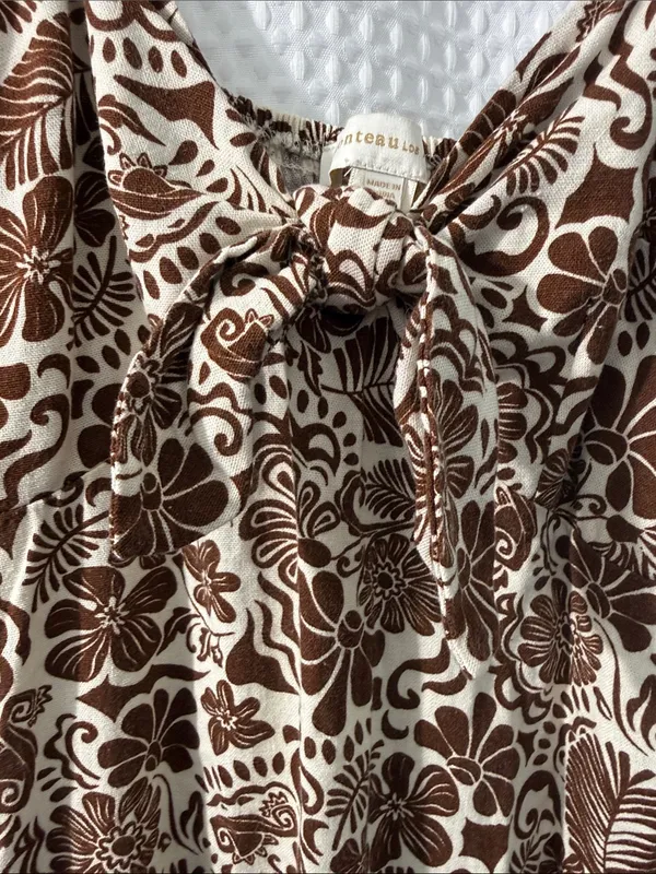 Monteau Los Angeles Floral Tiered Linen Blend Maxi Dress with Pockets Size S - Image 2