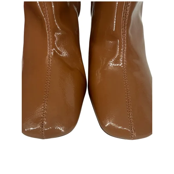 Sam Edelman Women's Corinne Square Toe Dress Booties Desert Camel Patent Sz 8.5M - Image 9