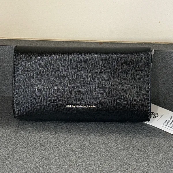 Christian Lacroix‎ Black Clutch/Wristlet with Gold Accents A54 - Image 4