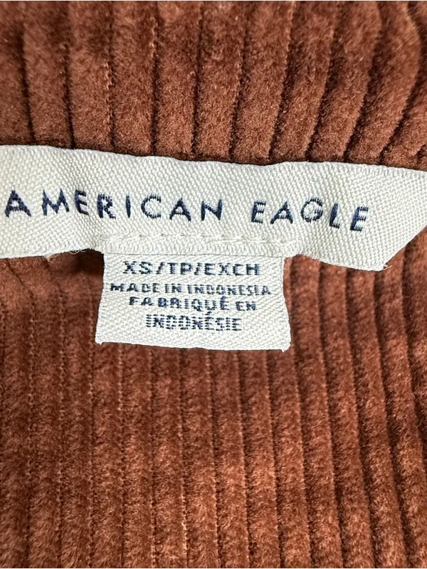 American Eagle Brown Corduroy Tiered Shirt Dress XS Button Front Fall - Image 5