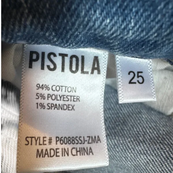 Pistola Womens High Rise Flare Jeans Distressed Raw Hem Blue Denim 25 - Image 7