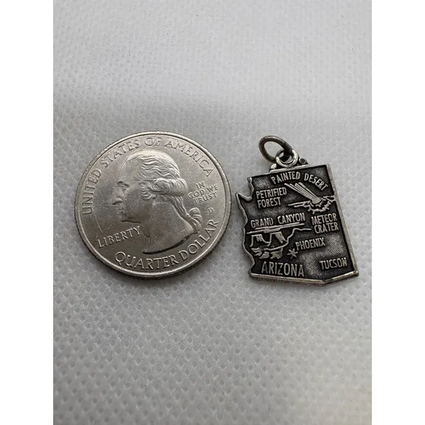 Vintage Sterling Silver Arizona State Map Souvenir Charm Grand Canyon Phoenix - Image 5