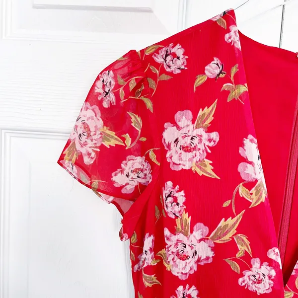 Lovers + Friends x Revolve Cassidy Red Floral Fit & Flare Mini Dress - Image 3