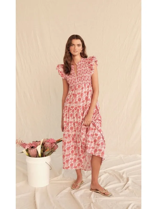 Saylor Almina Maxi Dress in Pink Print Small Womens Long Boho - Image 12