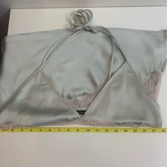 Zara Women's XL Camisole Silver Pastel Pink Dainty Lace Trim Y2K Whimsical Fairy - Image 5