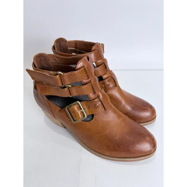 Antelope Italian Leather Ankle Boots Brown Buckle Straps Block Heel EU 38‎ - Image 3