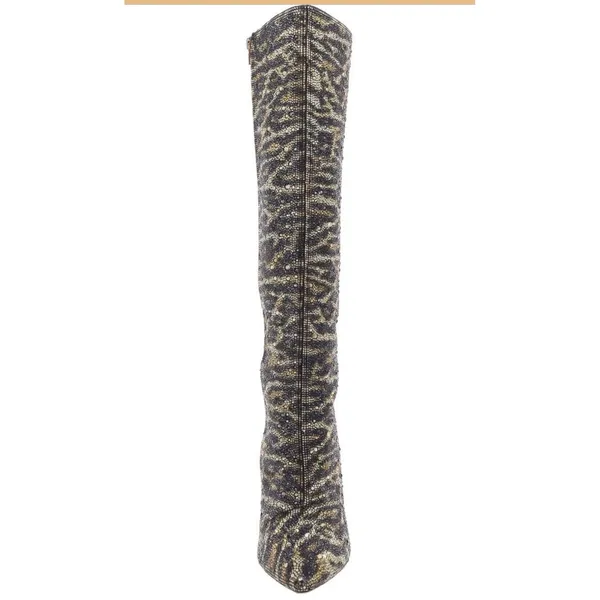 Betsey Johnson Women's Brea Tall Boot Size 6.5 Leopard Print All Over Rhinestone - Image 2