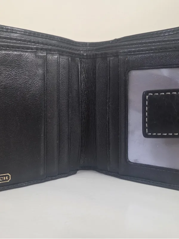 Coach Patchwork Black Gray Trifold Wallet - Image 5