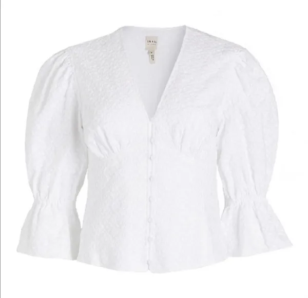 Rebecca Taylor La Vie Leaf Embroidered Cotton Top nwt $195 extra large XL corset - Image 9