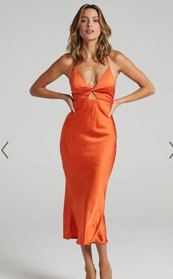 Reverse Stella Orange Midi Dress - Image 4