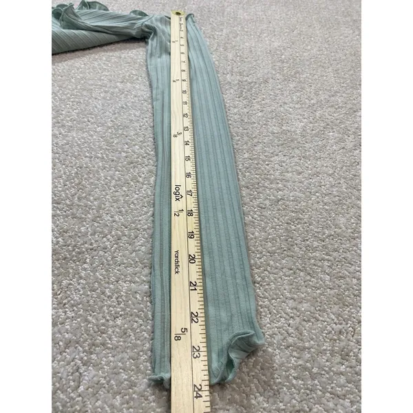 Ribbed Off-Shoulder Button Crop Top in Sage Green Size S Shell 91% Tencel - Image 9