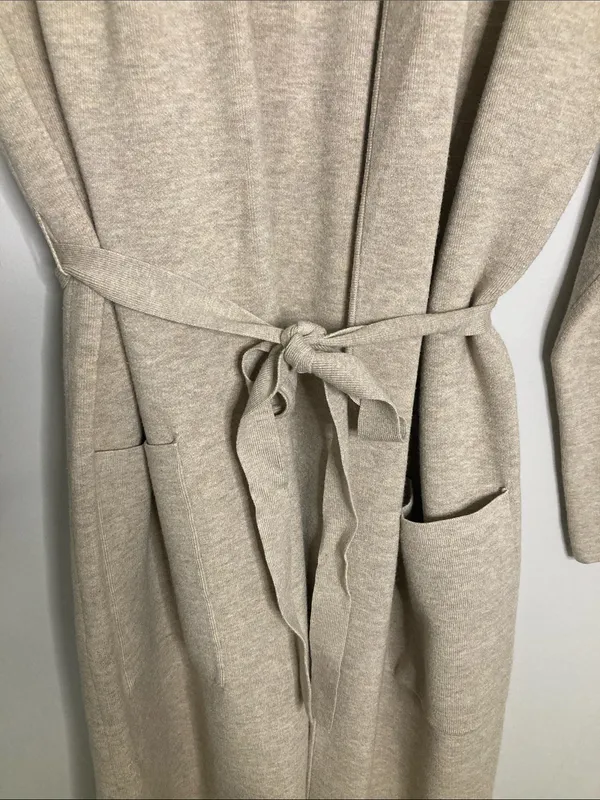 Babaton Oatmeal Long Knit Belted Robe - Image 4