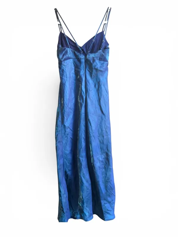 Wild Fable Iridescent Dress XS Satin Slip Midi Blue Y2K 90s Spaghetti Strap NWT - Image 8