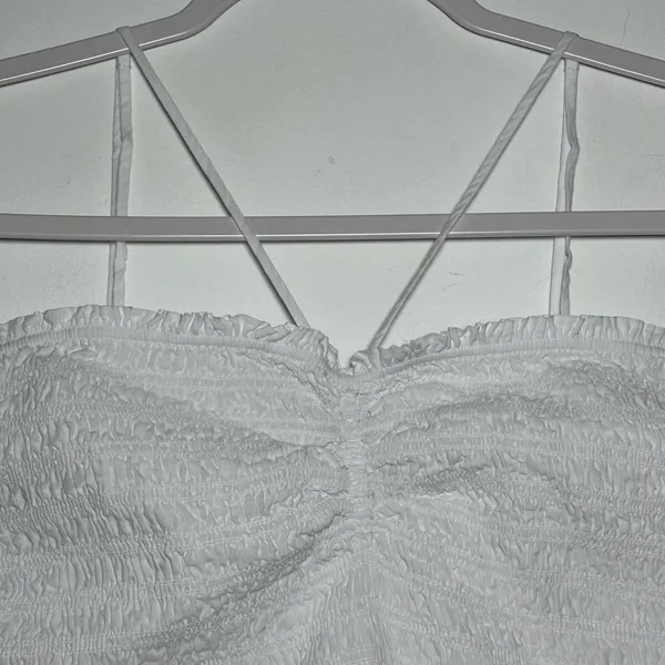 Madewell Smocked Ruched Crop Tank‎ Top White XL - Image 8