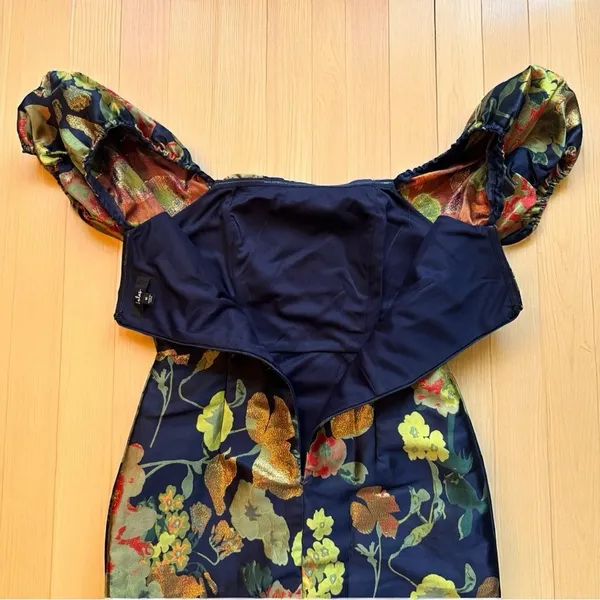 LULUS So Stunning Metallic Jacquard Puff Sleeve Mini Dress – Size M - Image 12
