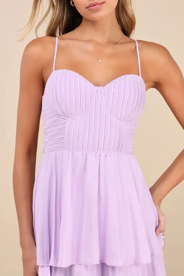 Lulus Midi Dress Lavender - Image 3