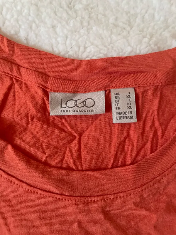 LOGO Lori Goldstein Cotton Modal Knit Top w/ Button Detail A290508 Orange Size L - Image 4