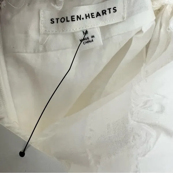 NWT Stolen Hearts Fringe Wrap Romper White Boho Summer Cutout Size M - Image 7