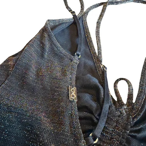 For Love & Lemons Skivvies Spaghetti Strap Sparkle Mini Dress Nightie Sz Small - Image 8