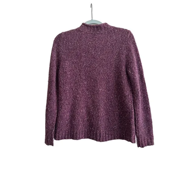 Charter Club Women's Purple Knit Long Sleeve Cardigan Sweater Stretch Size S - Image 2