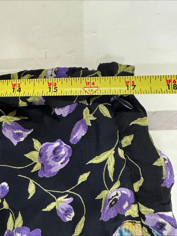 Requirements Black midi Skirt with Purple Pink Blue Floral Patchwork L romantic - Image 8