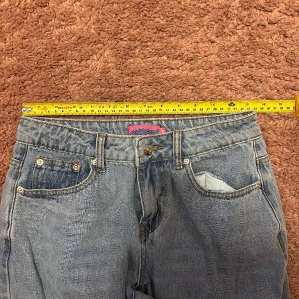 Y2K Edikted Jeans Womens XS Flare Wide Leg Bootcut Mid Rise Light Denim Wash - Image 8
