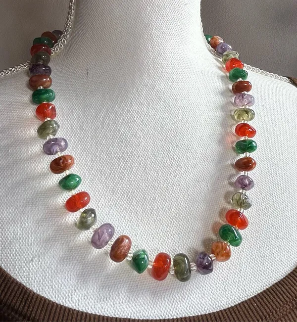 Vintage multi color nugget bead necklace - Image 7