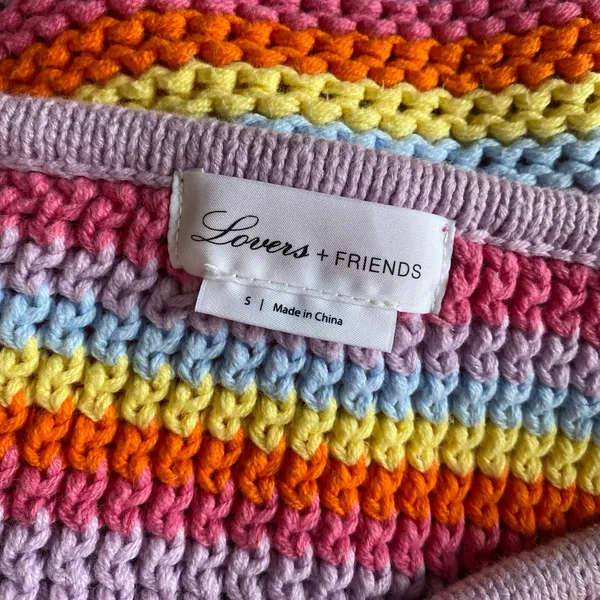 Revolve Lovers + Friends Camino Cropped Sweater in Bright Rainbow Pastel Size‎ S - Image 2