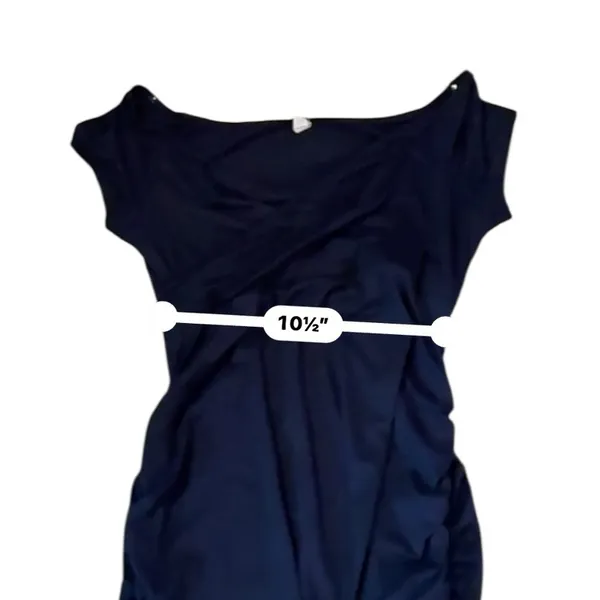 PinkBlush Navy Blue Maternity Maxi Dress‎ Women’s Size Small Ruched Sides - Image 7