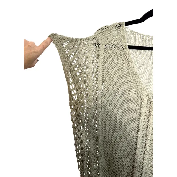 POL Olive Green Open Knit Sheer Short Sleeve Top Shirt Blouse Size Large - Image 3
