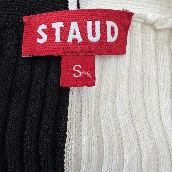 STAUD Shoko Sweater Midi Dress in Black White size Small $165 Colorblock - Image 7
